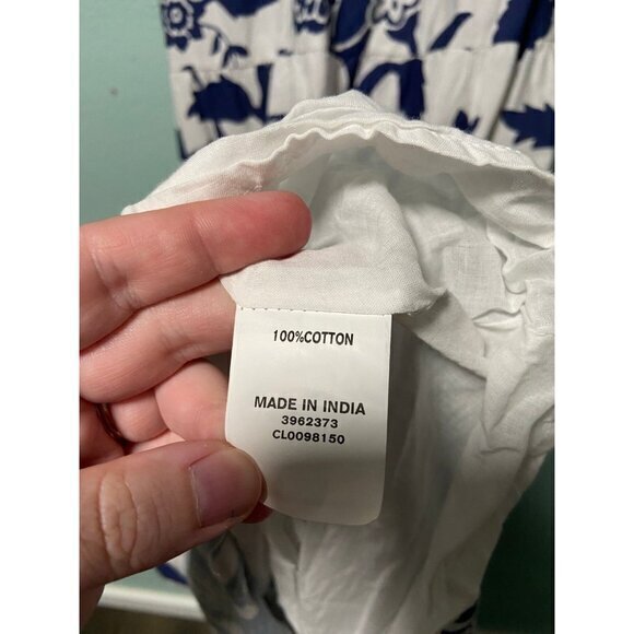 eShakti Women's Cutout Back Floral Print Cotton Poplin Empire Tiered Dress - Picture 7 of 11